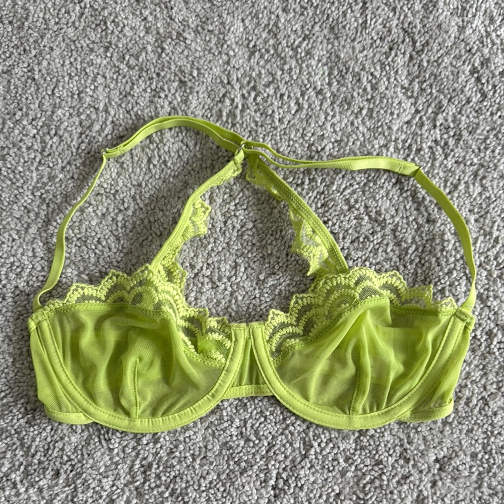 Out from Under Lace Underwire Bra, Lime Green - Size 32C